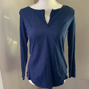 Q Mack Ladies Navy Long Sleeve V Neck Top Size S